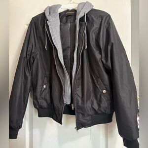 Ambiance Black and Gray Bomber Jacket